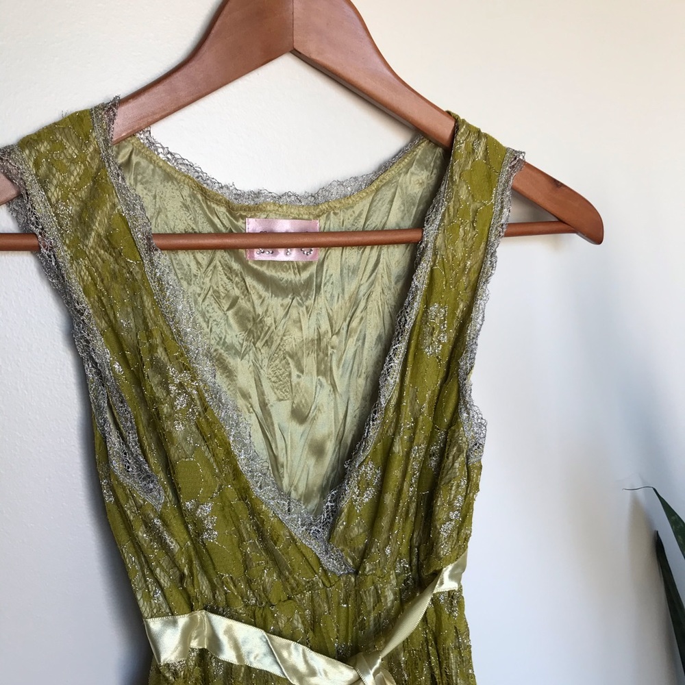 Vintage lime green lace sleeveless top - Picture 2 of 4